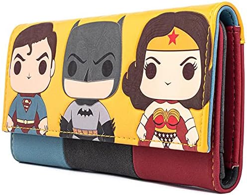 Loungefly -DC Comics POP Super Trio Superman Batman Wonder Woman Tri-Fold Wallet