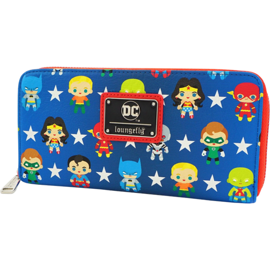 Loungefly -Justice League - Chibi 8” Faux Leather Zip-Around Wallet