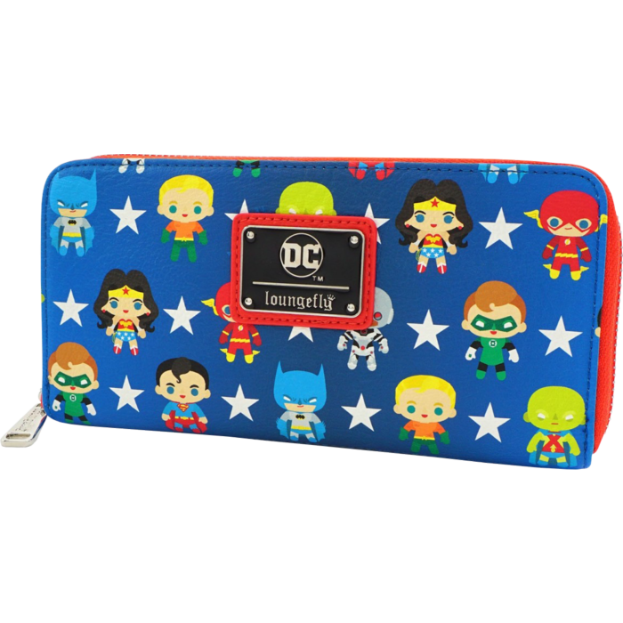Loungefly -Justice League - Chibi 8” Faux Leather Zip-Around Wallet